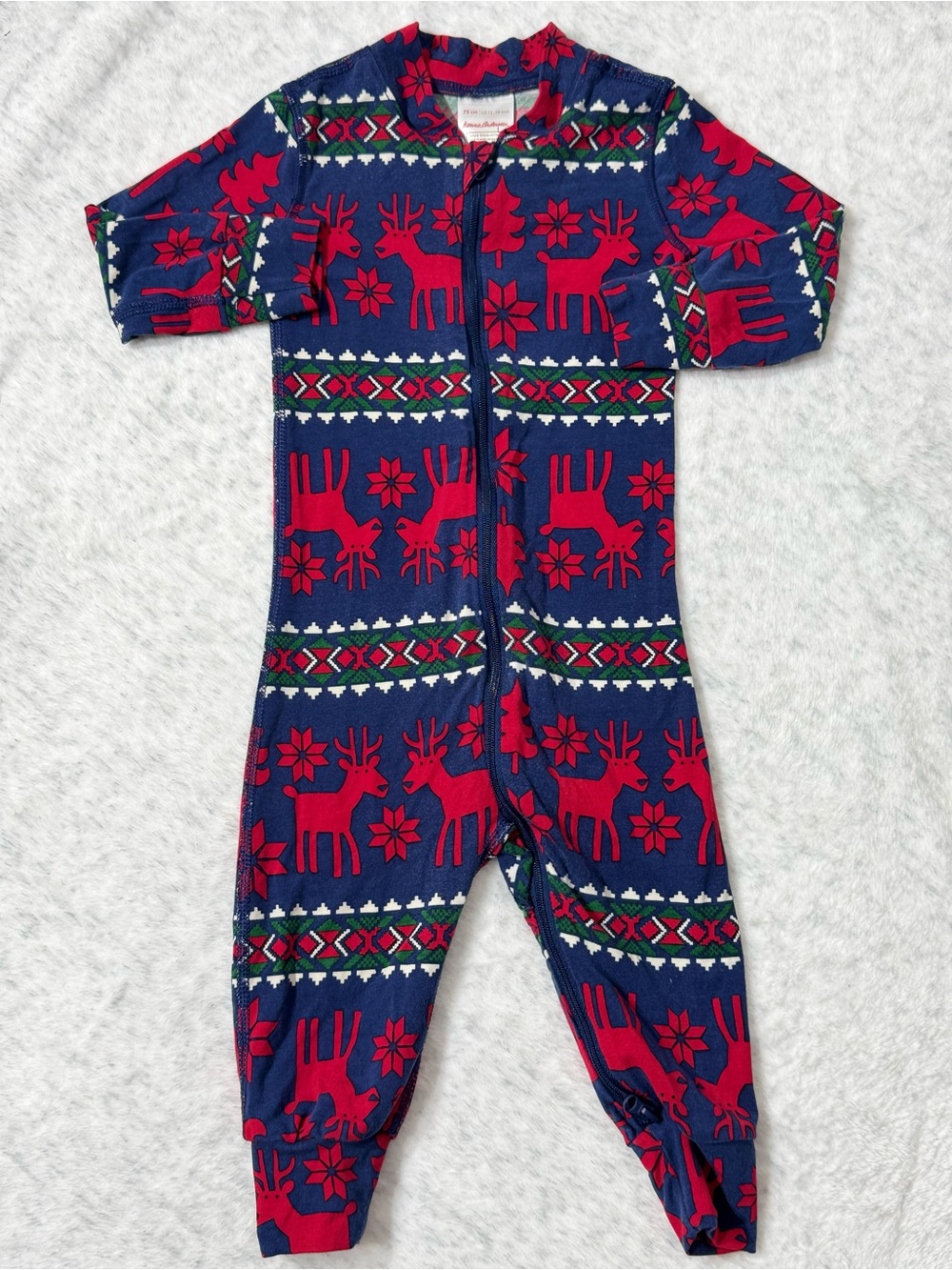 Hanna Andersson Dear Deer Zip Footless Sleeper 12-18M Baby TENCEL Navy